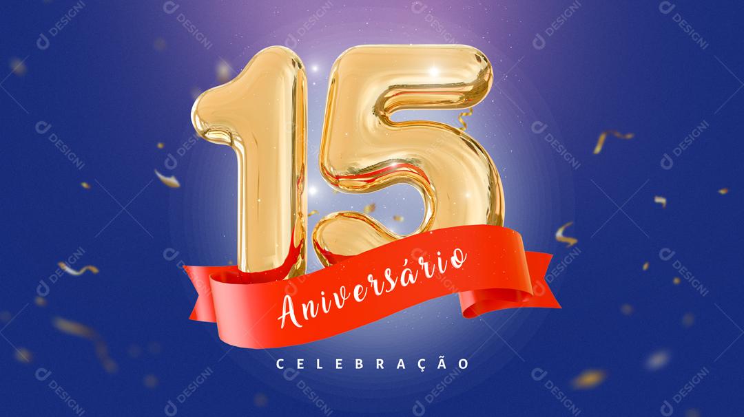 Banner Aniversário de 15 Anos Celebração Social Media PSD Editável