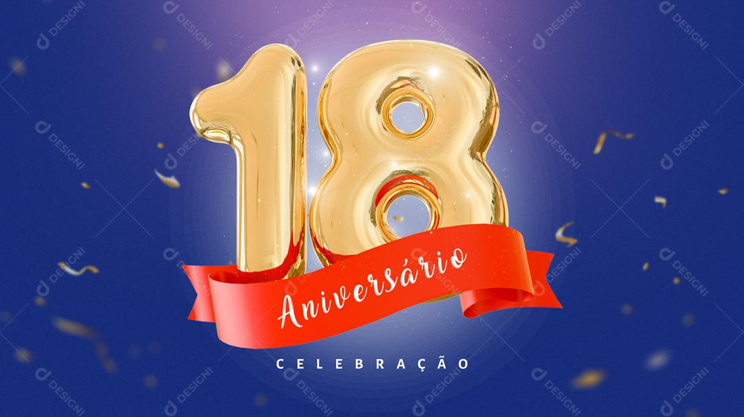 Banner Aniversário de 18 Anos Celebração Social Media PSD Editável