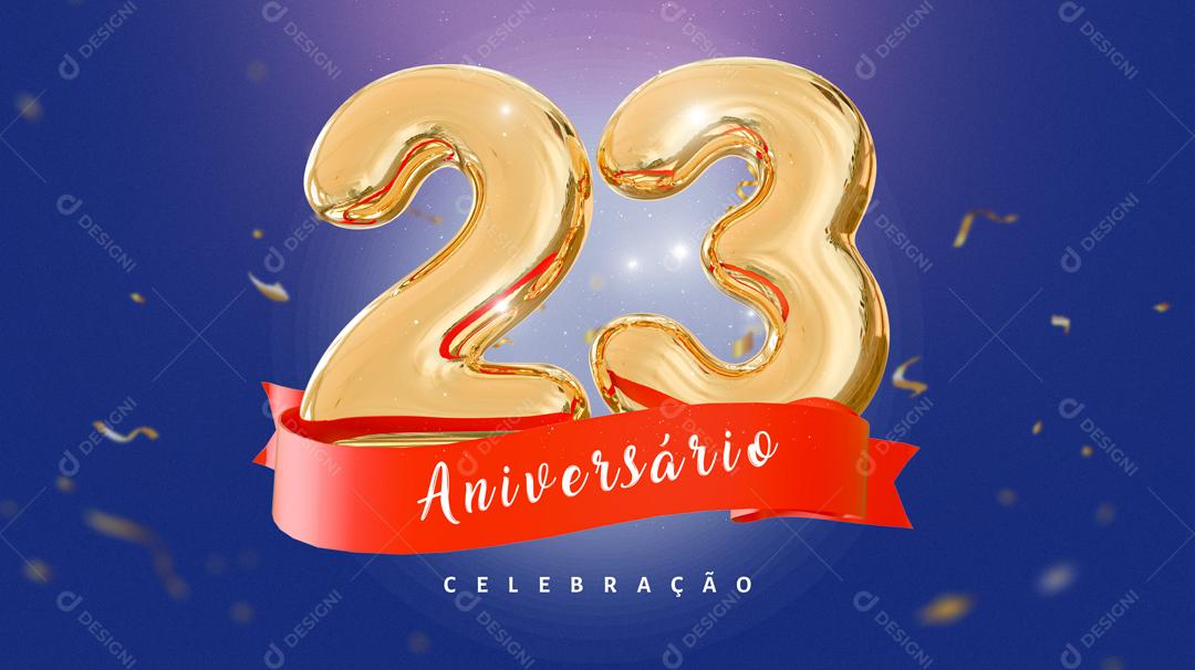 Banner Aniversário de 23 Anos Celebração Social Media PSD Editável