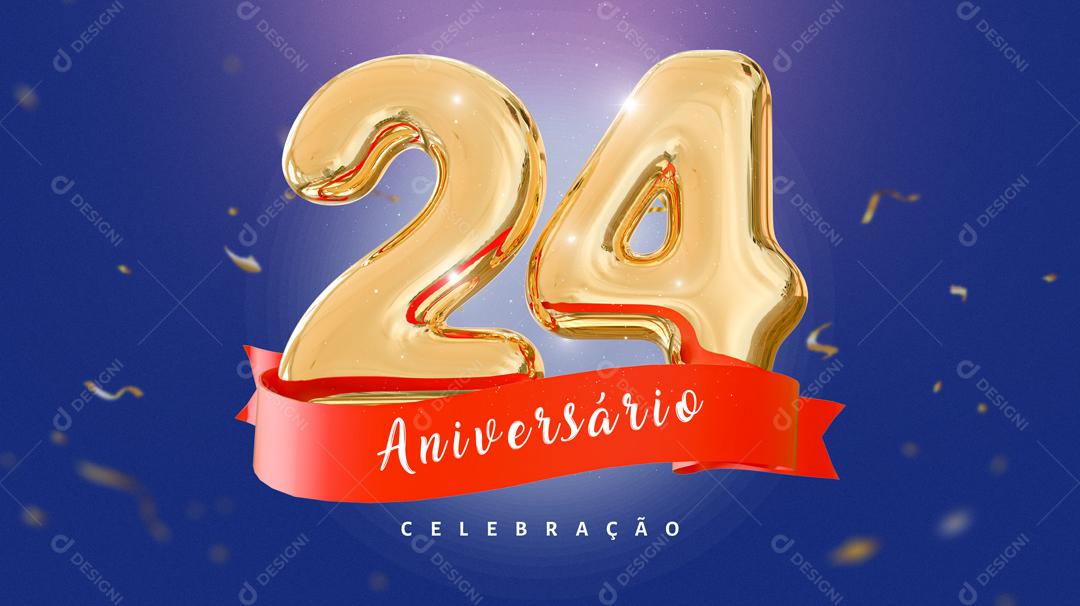 Banner Aniversário de 24 Anos Celebração Social Media PSD Editável