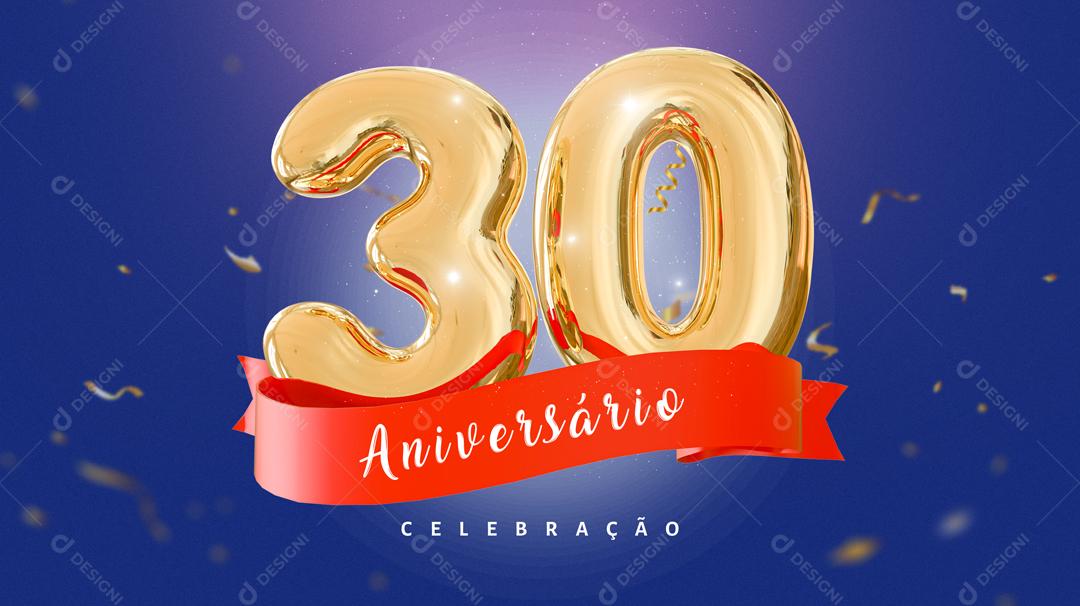 Banner Aniversário de 30 Anos Celebração Social Media PSD Editável
