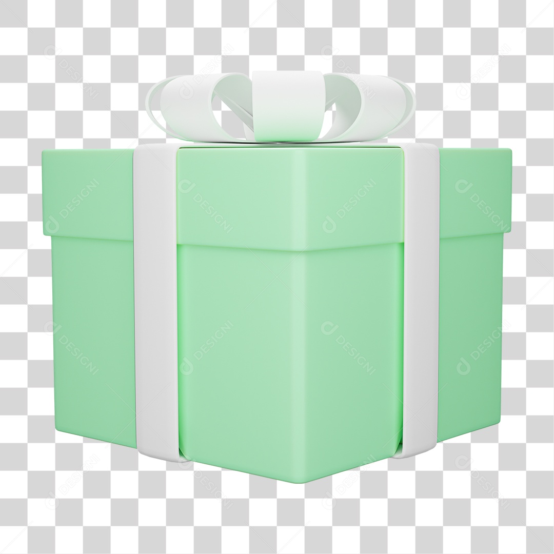 Caixa de Presente Verde PNG Transparente