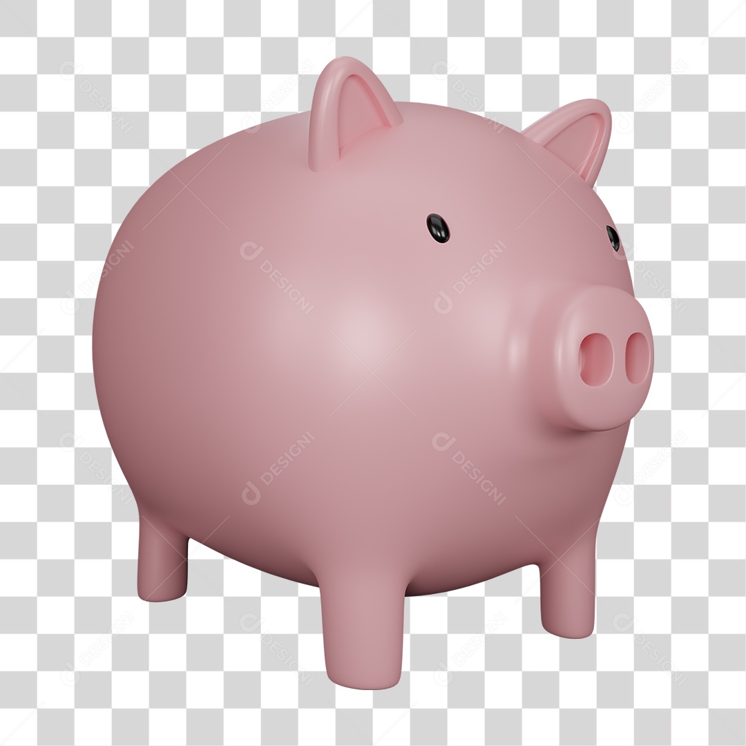 Cofre Porquinho Rosa PNG Transparente