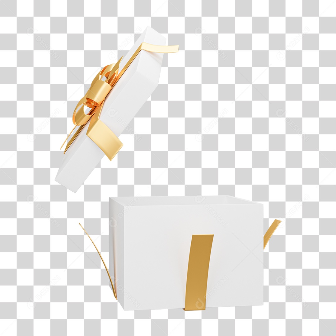 Caixa de Presente Branca Aberta PNG Transparente