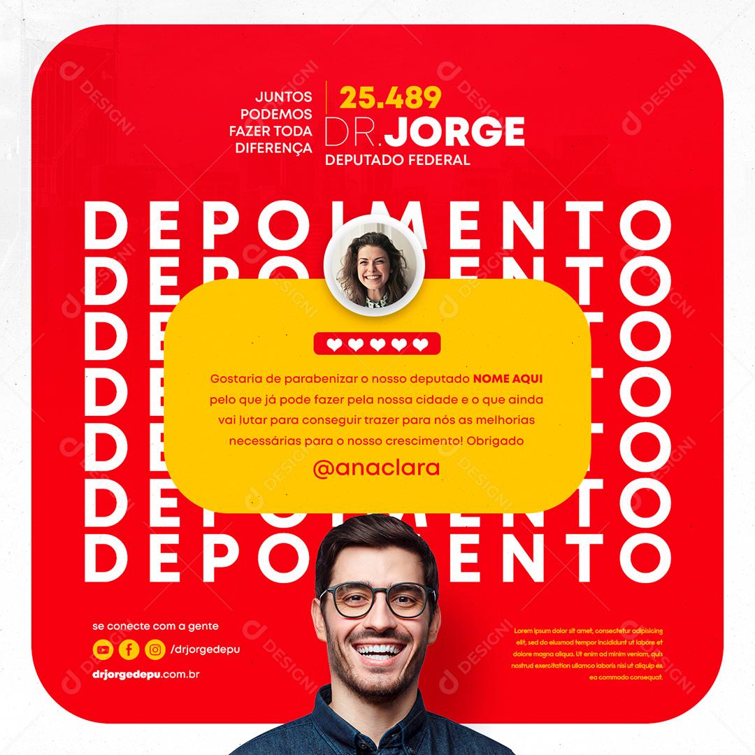 Depoimento gostaria de parabenizar o nosso deputado Política Social Media PSD Editável