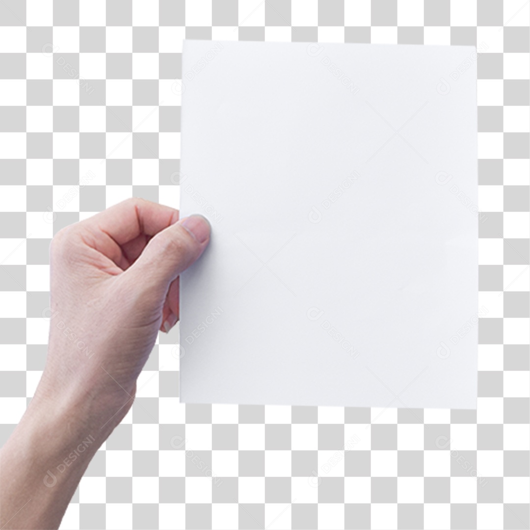 Mão com Papel em Branco PNG Transparente