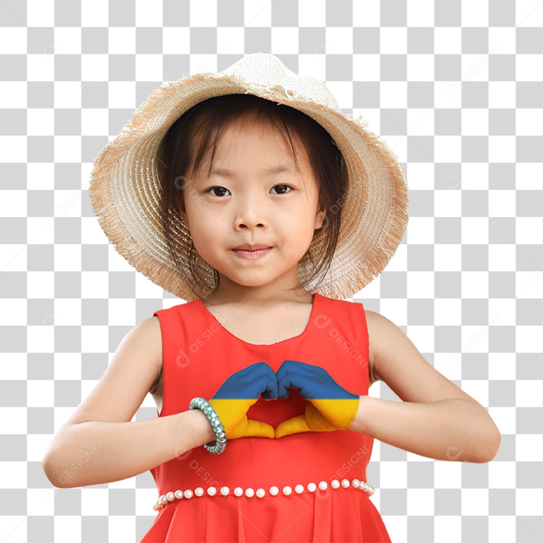 Criança Asiática de Chapéu de Palha PNG Transparente
