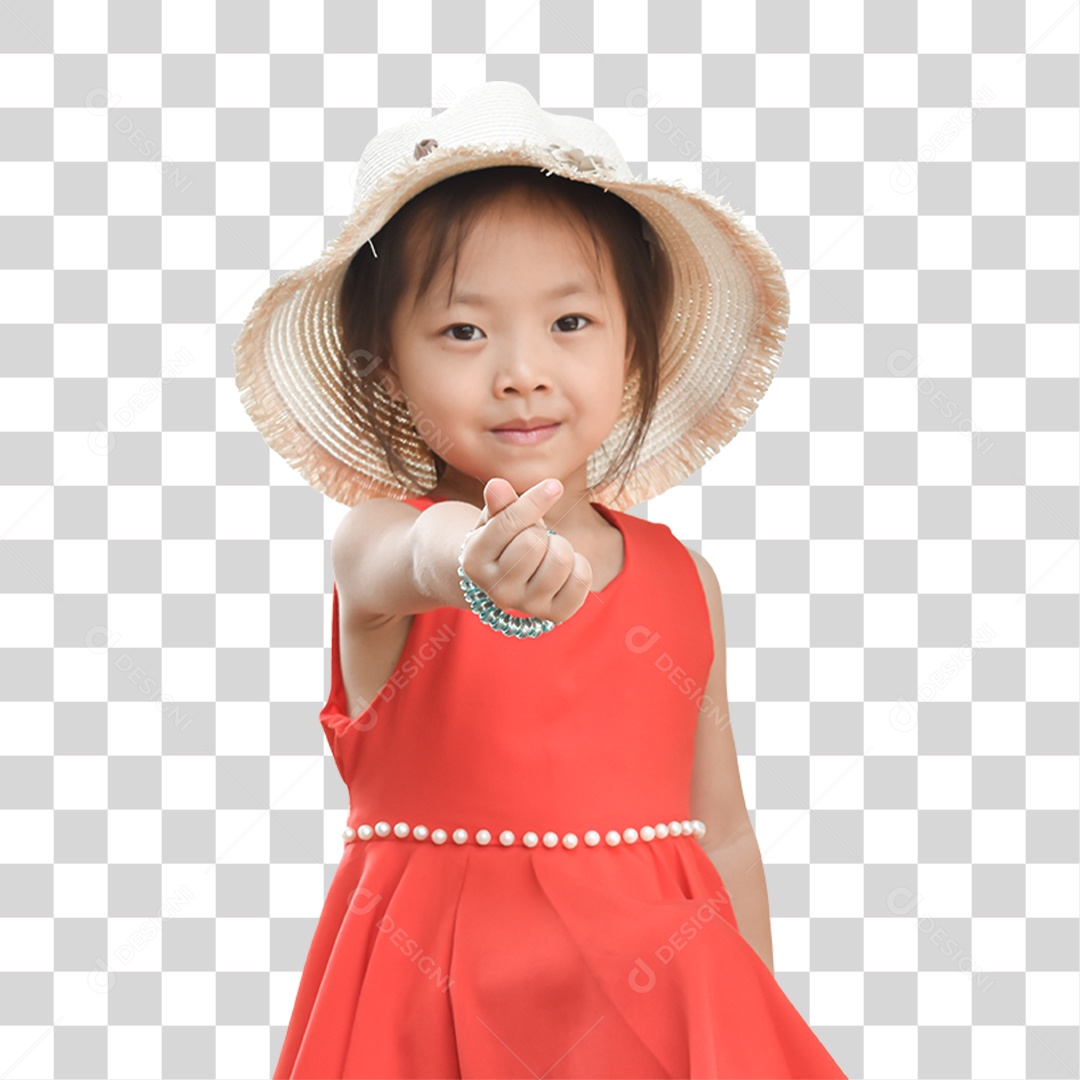 Criança Asiática de Chapéu de Palha PNG Transparente