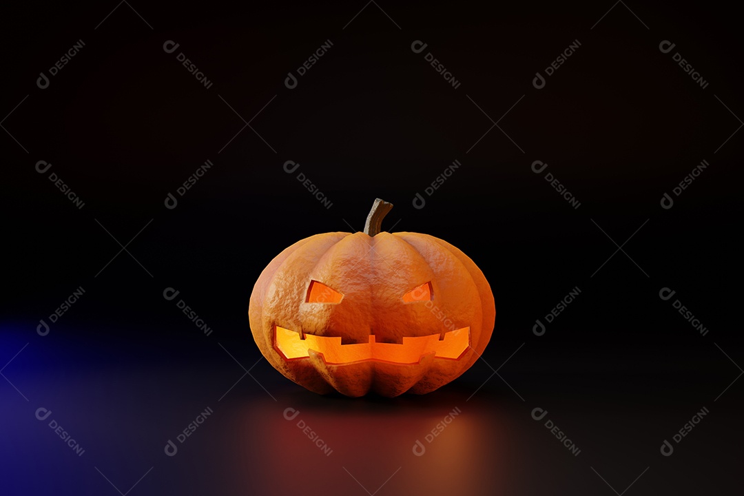 Abóboras de Halloween de renderização 3D em fundo escuro