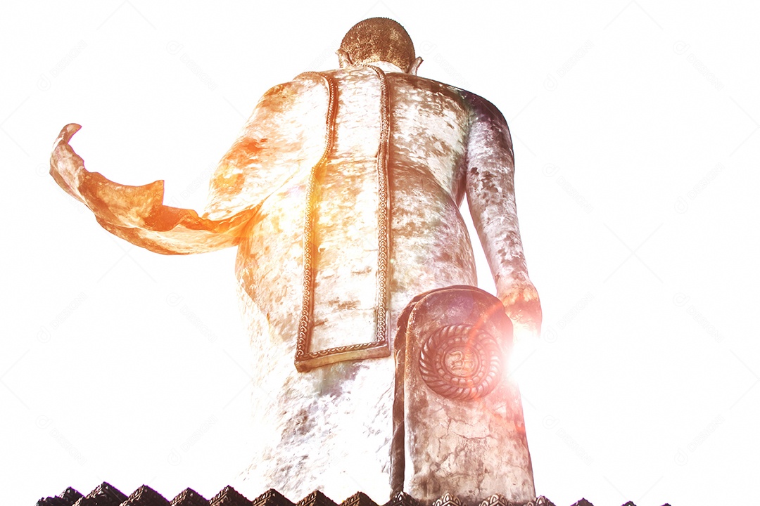 Grande estátua de Buda na Tailândia, fundo abstrato