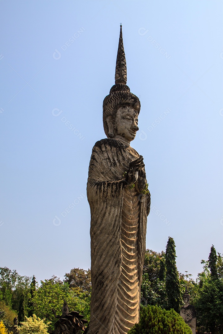 Estátua de Buda na Tailândia, fundo abstrato