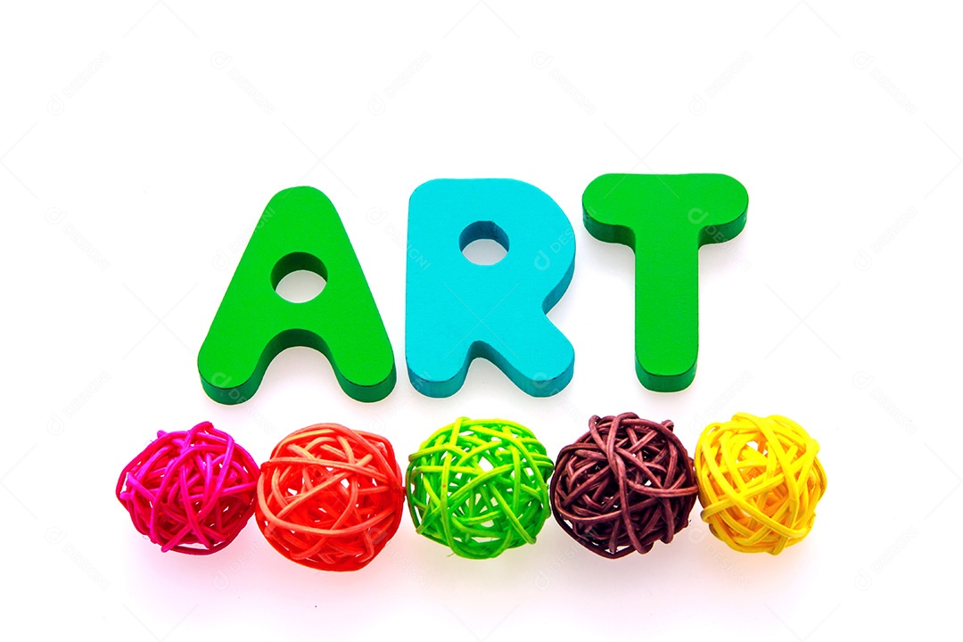 Ícone da arte da palavra em um fundo branco, madeira de brinquedo