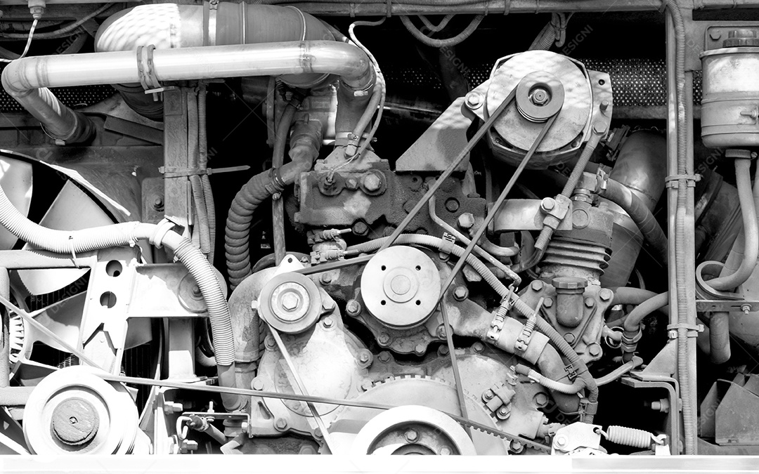 Fundo preto e branco do grande motor