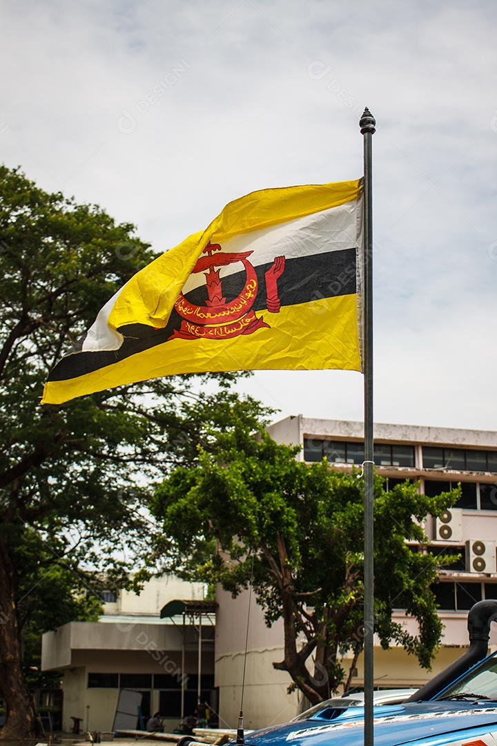 Bandeira do Brunei hasteada