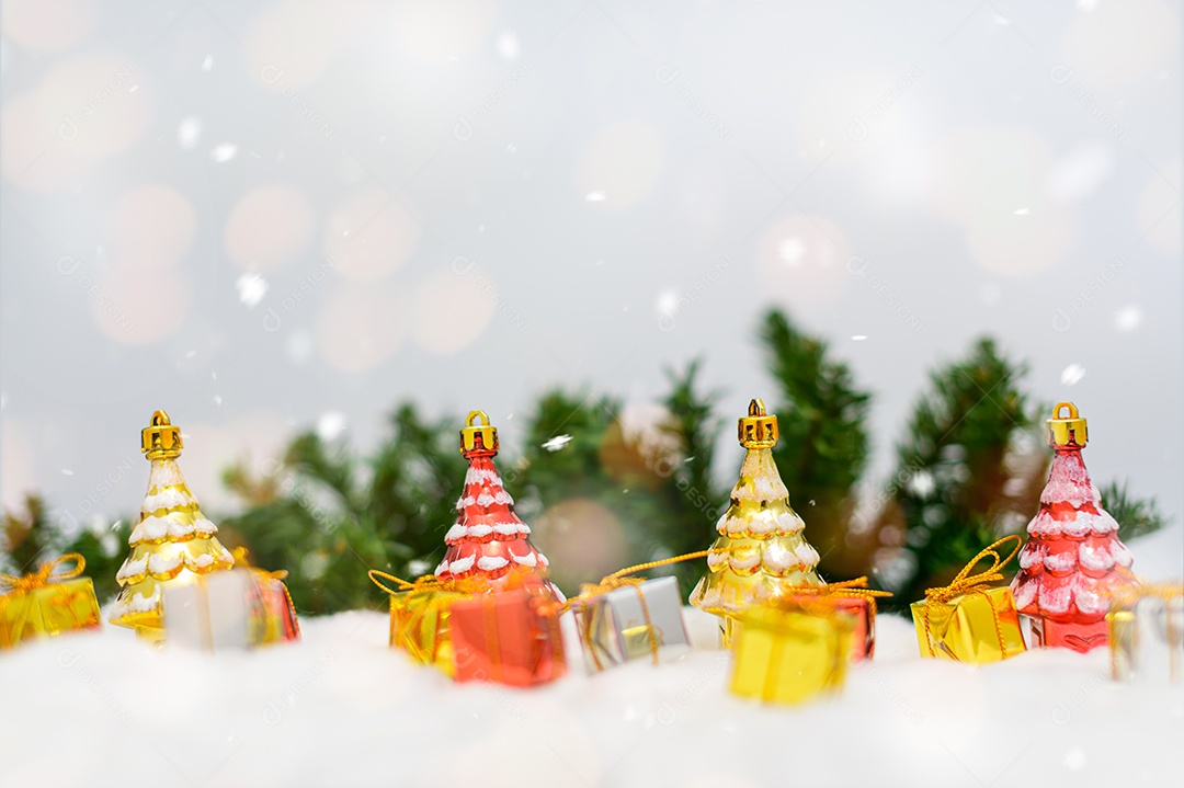 Neve de ideia de caixa de presente de natal