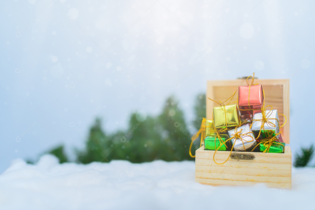 Neve de ideia de caixa de presente de natal