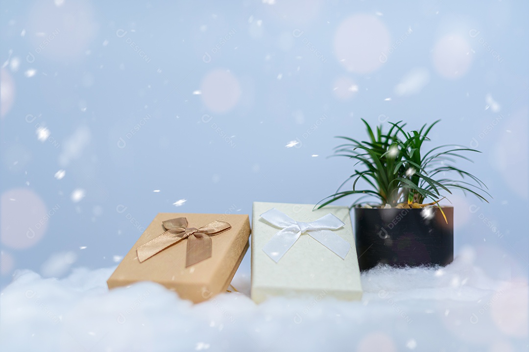 Neve de ideia de caixa de presente de natal