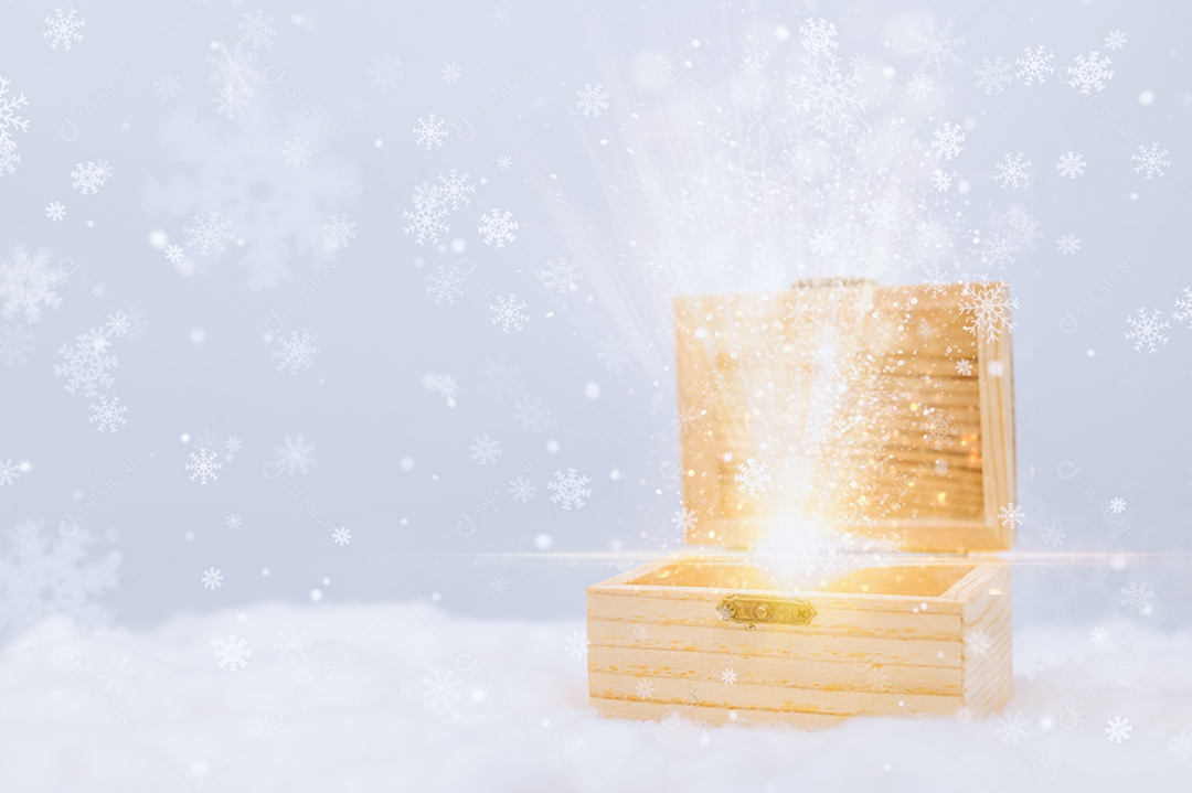 Neve de ideia de caixa de presente de natal