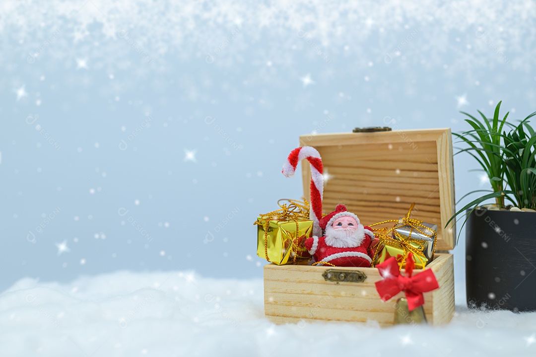 Neve de ideia de caixa de presente de natal