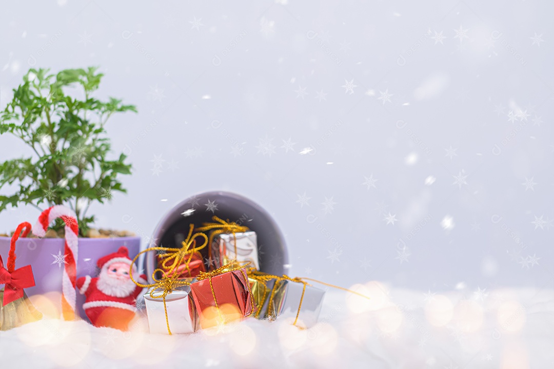 Fundo de noite de neve de caixa de presente de feliz natal