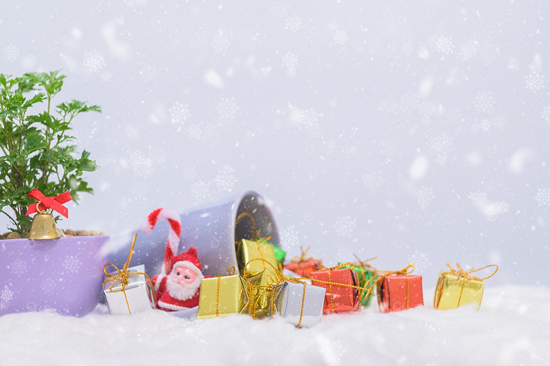Fundo de noite de neve de caixa de presente de feliz natal