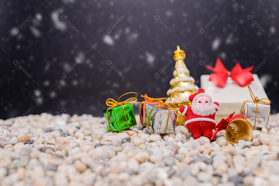 Fundo de noite de neve de caixa de presente de feliz natal