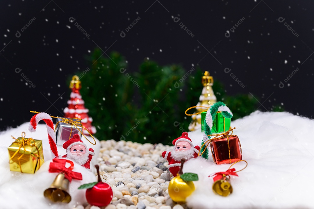 Fundo de noite de neve de caixa de presente de feliz natal