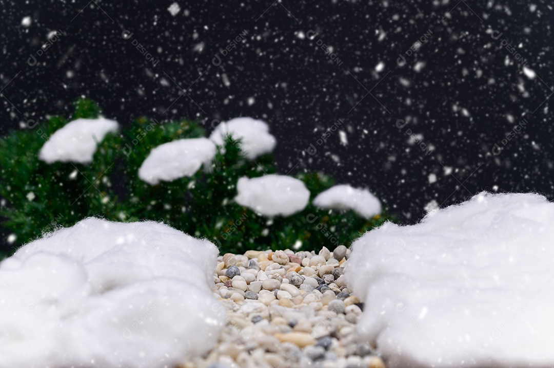 Fundo de noite de neve de caixa de presente de feliz natal