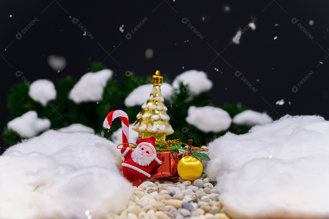 Fundo de noite de neve de caixa de presente de feliz natal