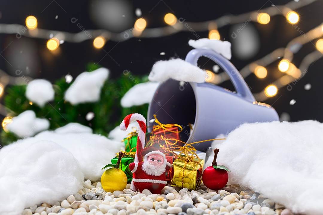Fundo de noite de neve de caixa de presente de feliz natal