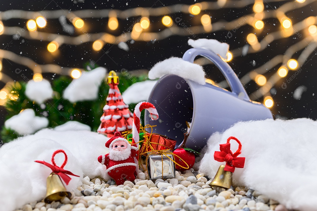 Fundo de noite de neve de caixa de presente de feliz natal