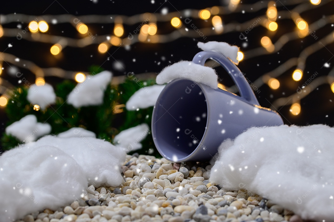 Fundo de noite de neve de caixa de presente de feliz natal