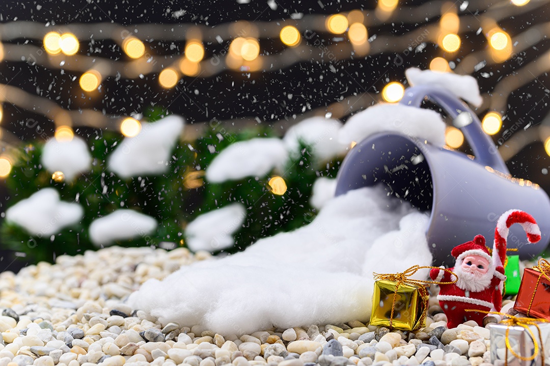 Fundo de noite de neve de caixa de presente de feliz natal