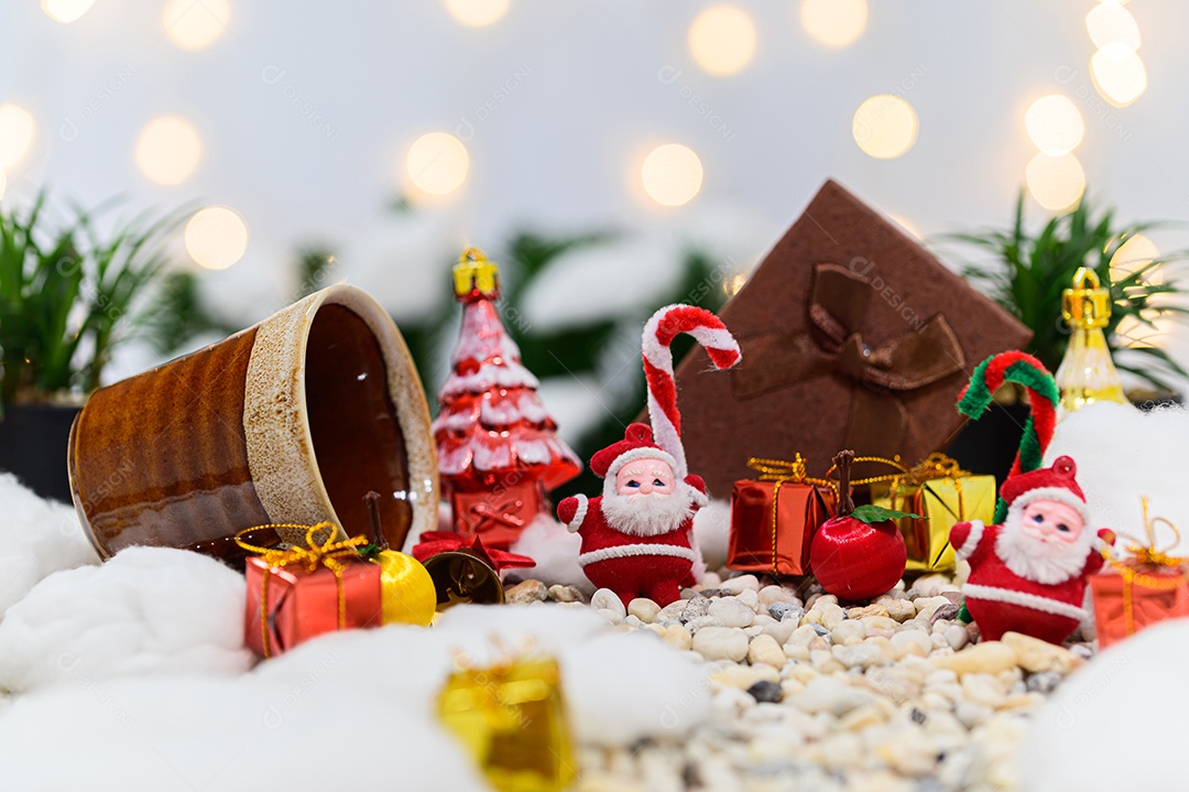 Fundo de noite de neve de caixa de presente de feliz natal