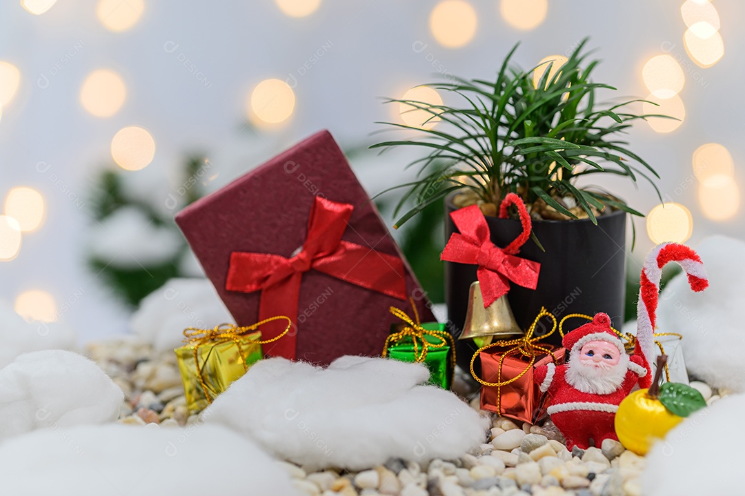 Fundo de noite de neve de caixa de presente de feliz natal