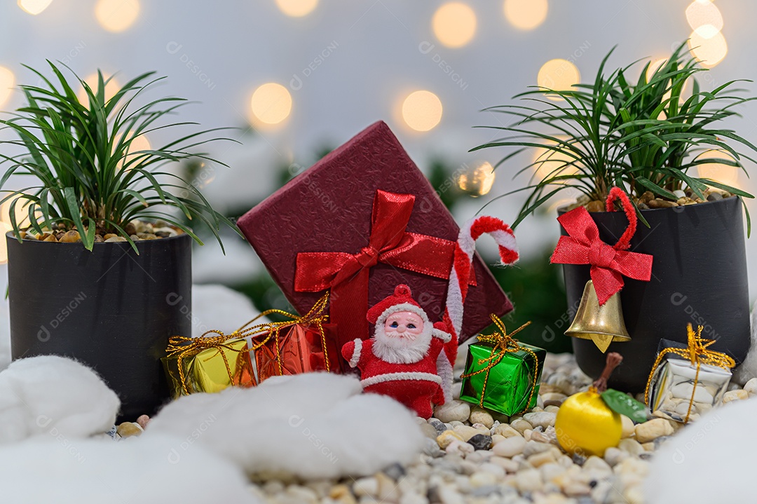 Fundo de noite de neve de caixa de presente de feliz natal