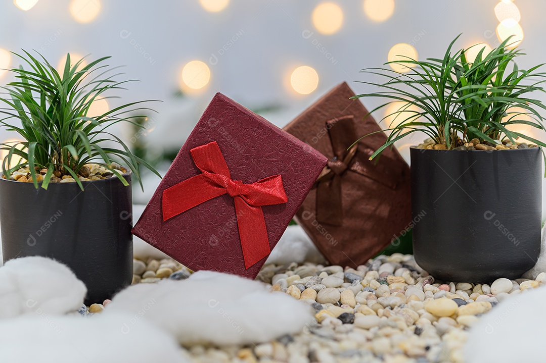 Fundo de noite de neve de caixa de presente de feliz natal