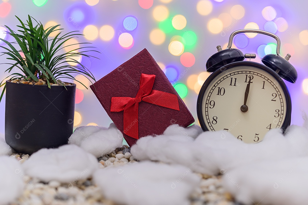 Fundo de noite de neve de caixa de presente de feliz natal