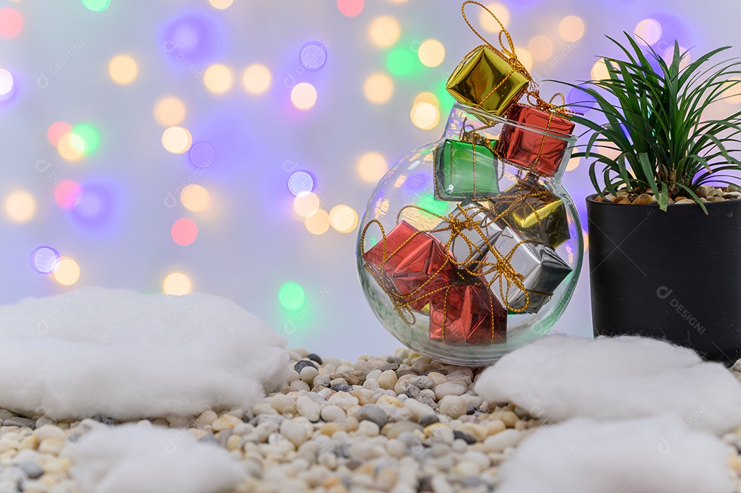 Fundo de noite de neve de caixa de presente de feliz natal