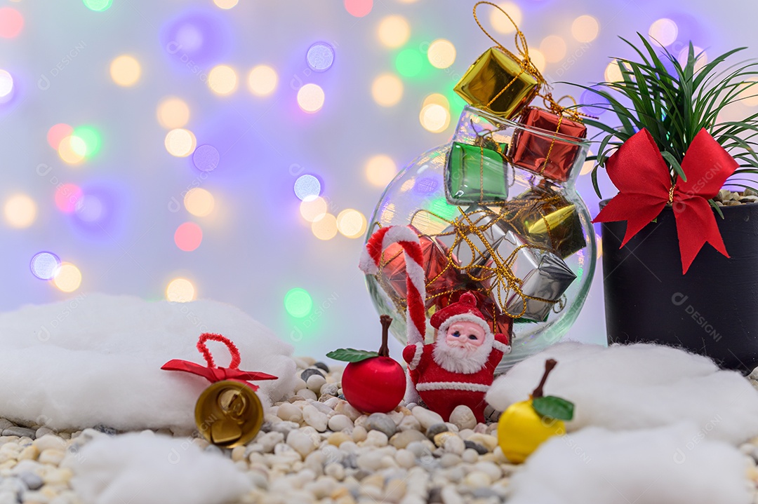 Fundo de noite de neve de caixa de presente de feliz natal