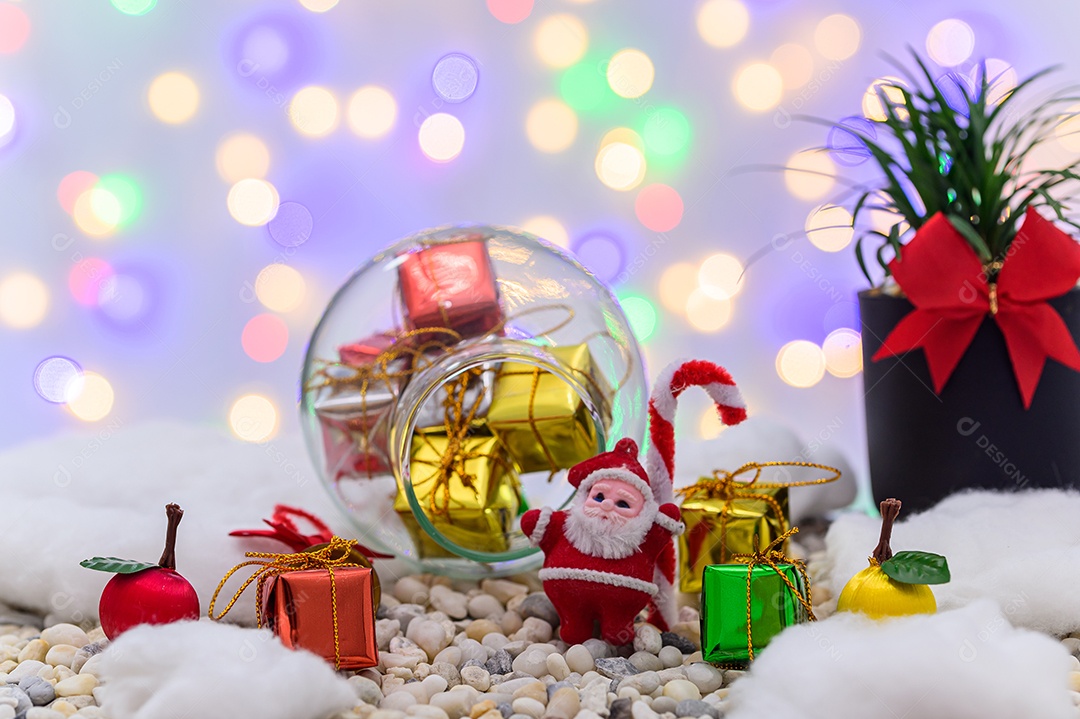 Fundo de noite de neve de caixa de presente de feliz natal