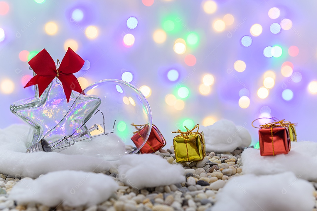 Fundo de noite de neve de caixa de presente de feliz natal