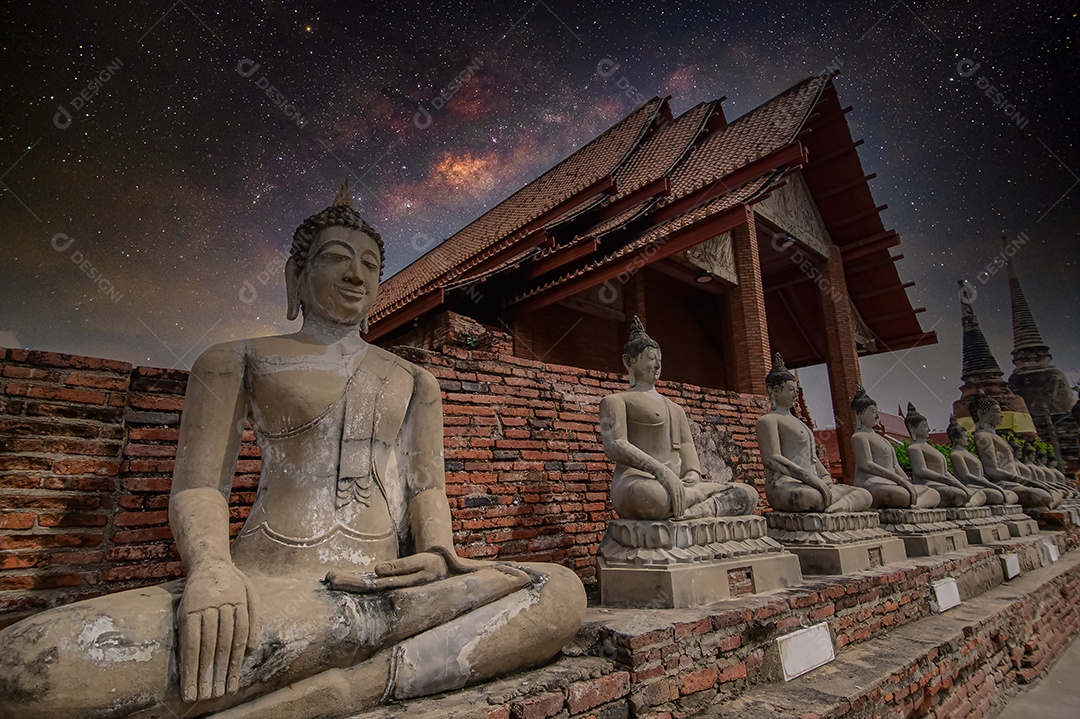 Estuque Buda estátuas Wat Yai Chaimongkol