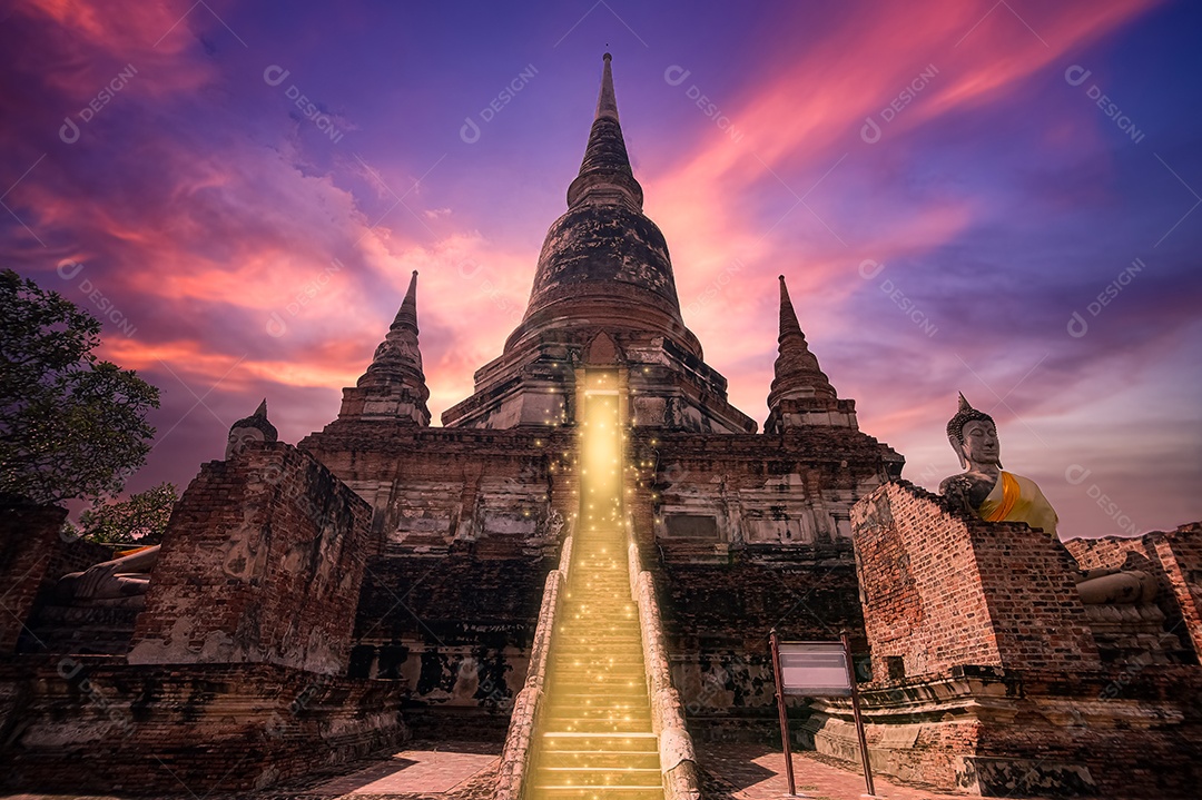 Estuque Buda estátuas Wat Yai Chaimongkol