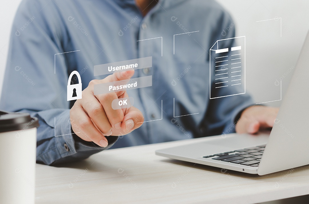 Internet cyber security computer access in social network world. Data protection code concept.