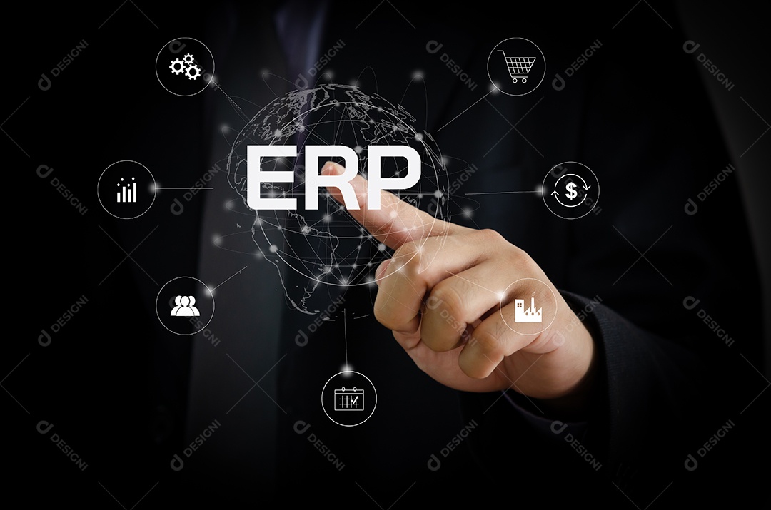 ERP Enterprise Resource Planning Gestão interna, processo de desenvolvimento organizacional e informações para melhorar a competitividade.