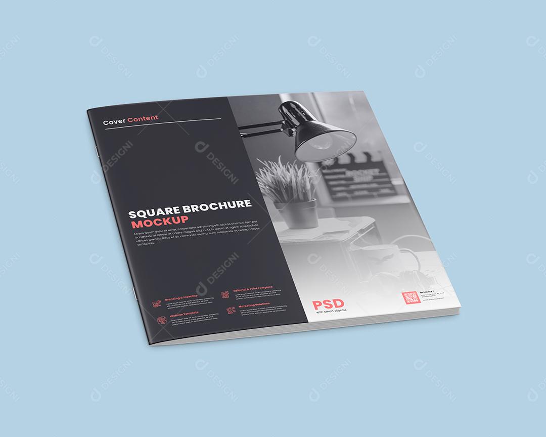 Mockup Revista Quadrada Fechada - Vista Lateral