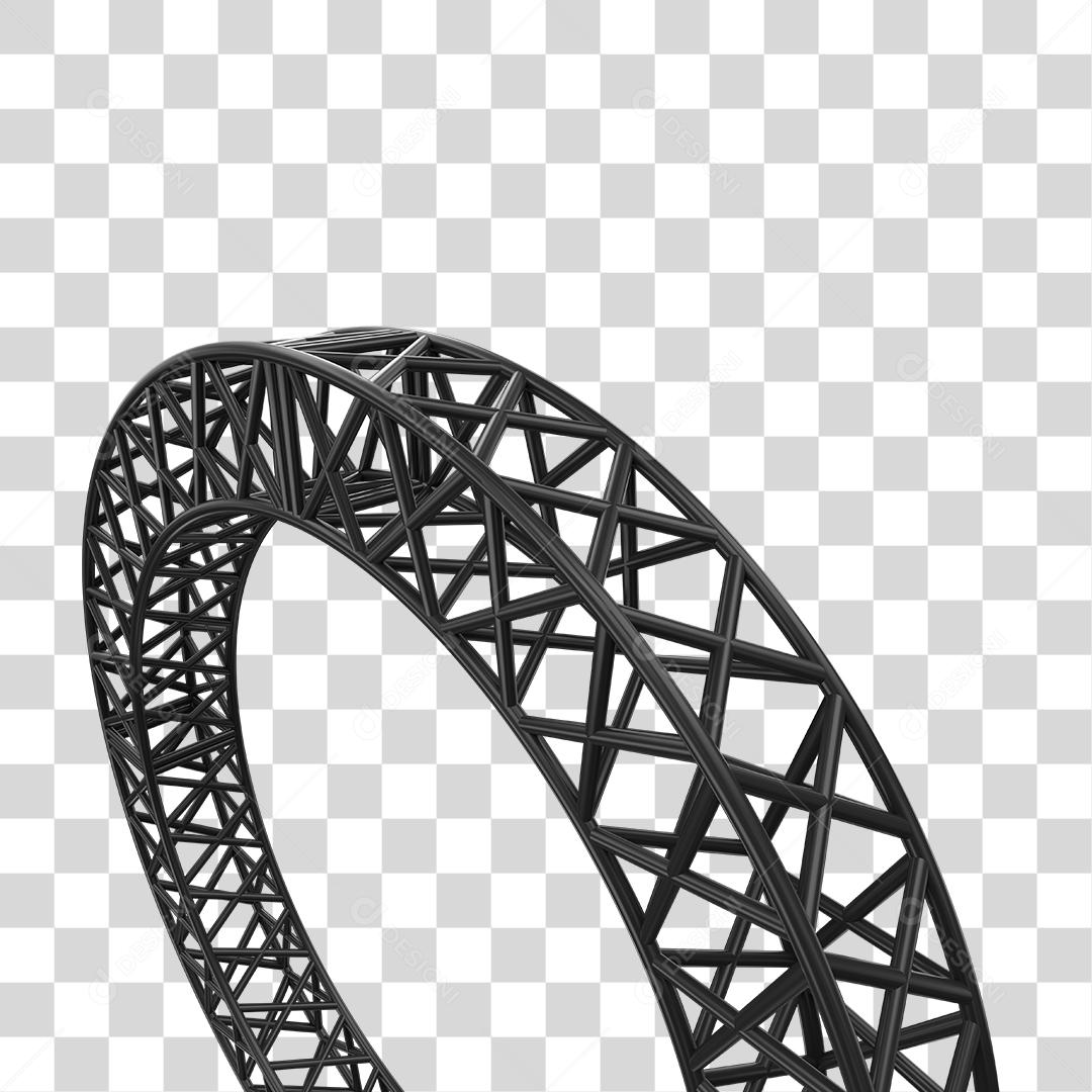 Estrutura Metálica Circular Elemento 3D Para Composição PNG Transparente