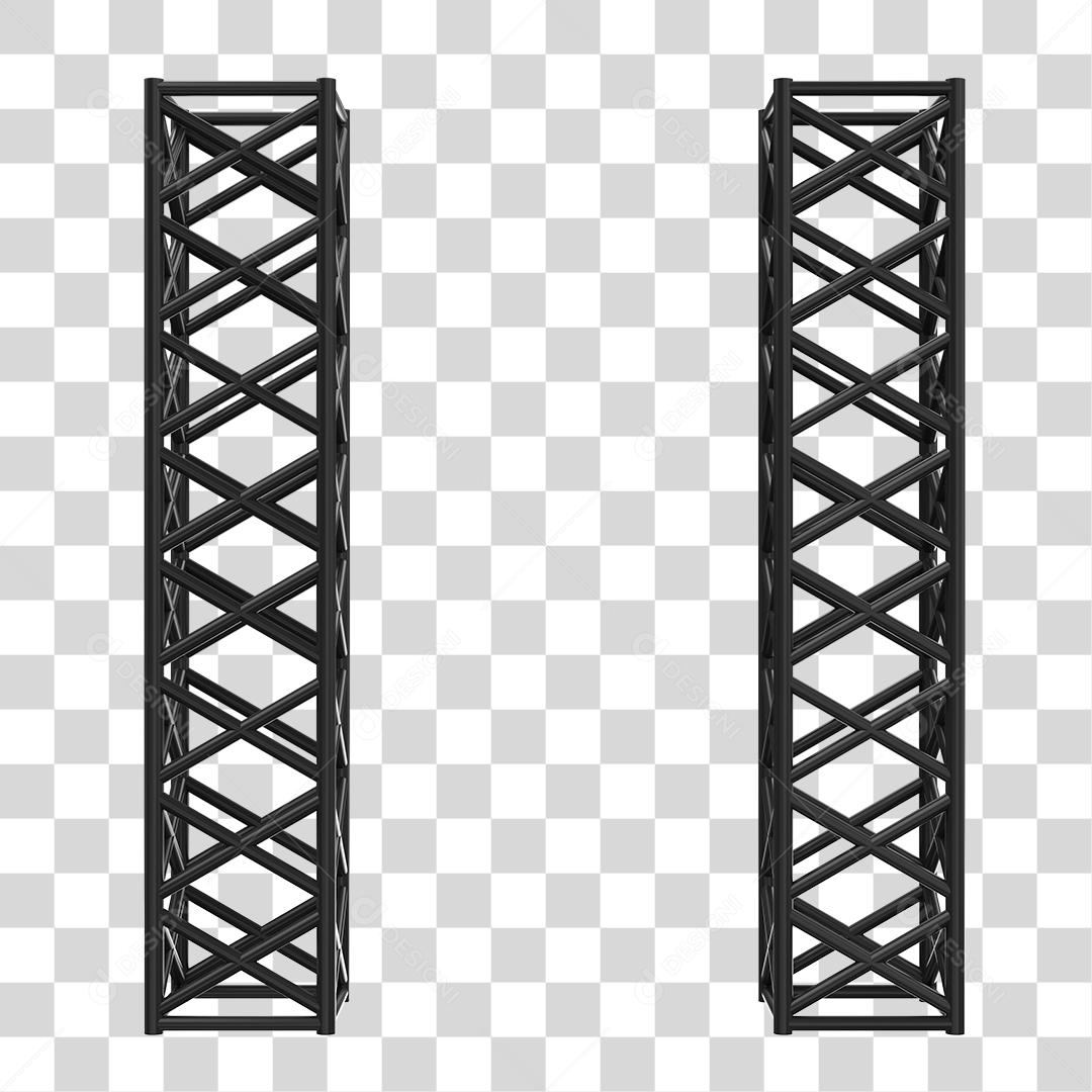 Estrutura Metálica Barras Elemento 3D Para Composição PNG Transparente