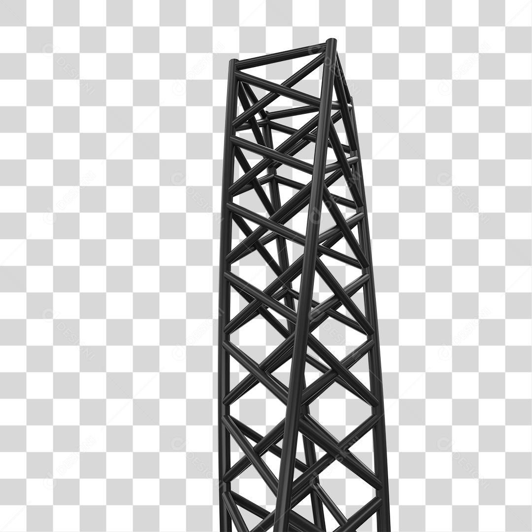 Estrutura Metálica Barra Torcida Elemento 3D Para Composição PNG Transparente